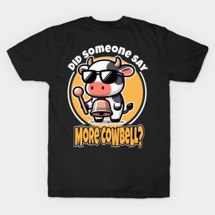 More Cowbell Graphic Tee | Udderly Musical Comic Dark T-Shirt